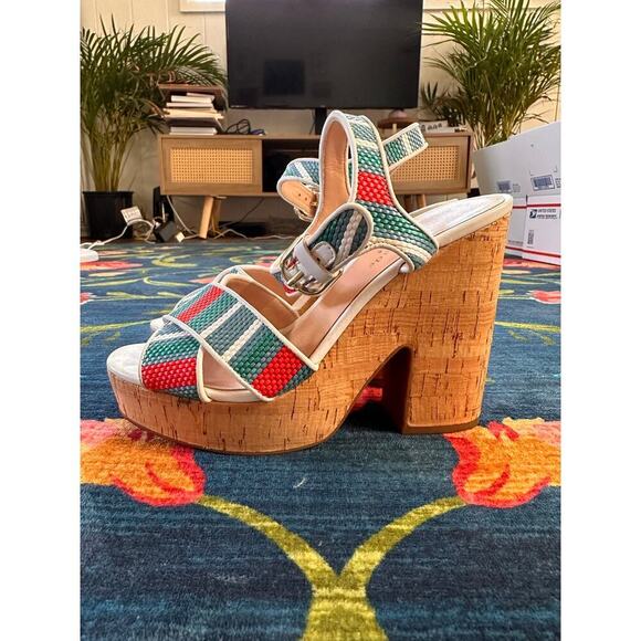 Kate Spade Grace Raffia Platform Sandals Size 7.5 - Picture 6 of 10